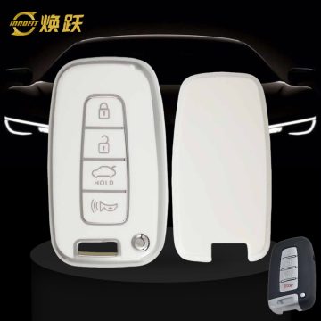 HYC2T1-White-Silver Plating- Car Key Cover For Hyundai Kia