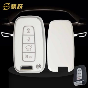 HYC2T1-White-Silver Plating- Car Key Cover For Hyundai Kia