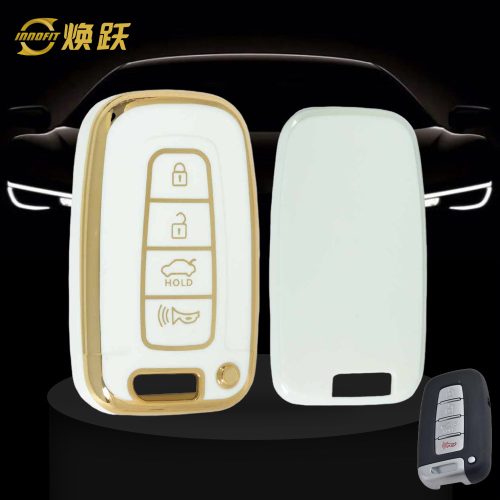 HYC2T1-White-Gold Plating- Car Key Cover For Hyundai Kia