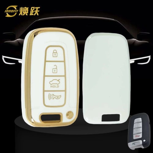 HYC2T1-White-Gold Plating- Car Key Cover For Hyundai Kia