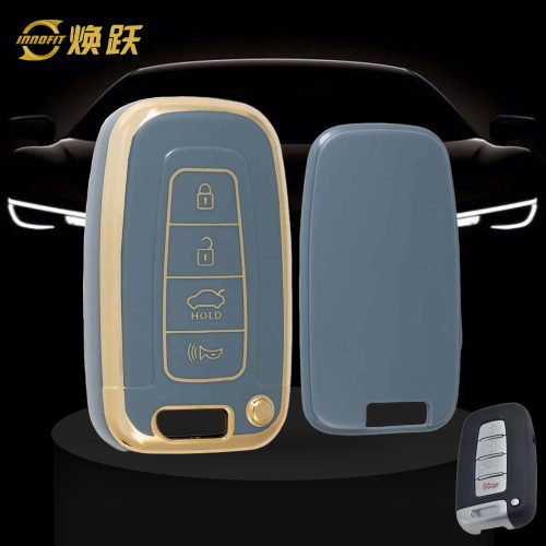 HYC2T1-Granny Grey-Gold Plating- Car Key Cover For Hyundai Kia