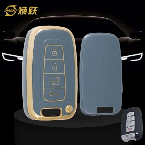 HYC2T1-Granny Grey-Gold Plating- Car Key Cover For Hyundai Kia