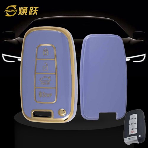 HYC2T1-Light Blue-Gold Plating- Car Key Cover For Hyundai Kia