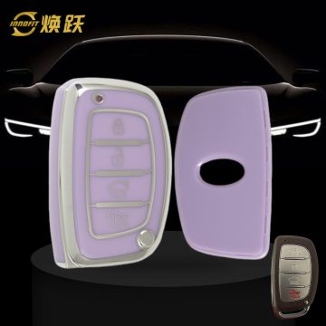 HYD3T1-Purple-Silver Plating- Car Key Cover For Hyundai