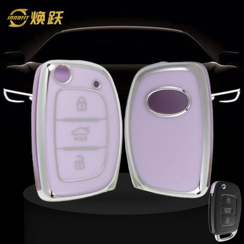 HYF1T1-Purple-Silver Plating- Car Key Cover For Hyundai