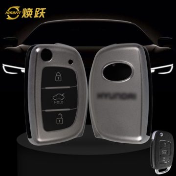 HYF1T1-Black-Metal Gray Plating- Car Key Cover For Hyundai