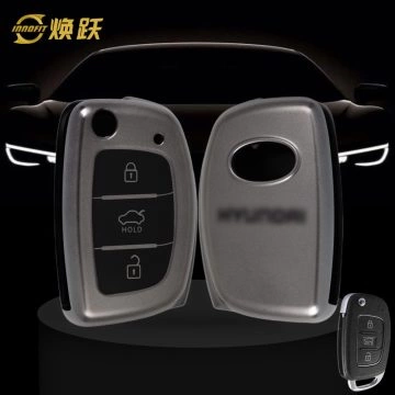 HYF1T1-Black-Metal Gray Plating- Car Key Cover For Hyundai