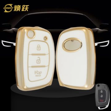 HYF4T1-White-Gold Plating- Car Key Cover For Hyundai