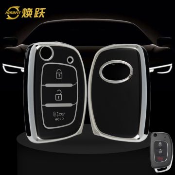 HYF4T1-Black-Silver Plating- Car Key Cover For Hyundai
