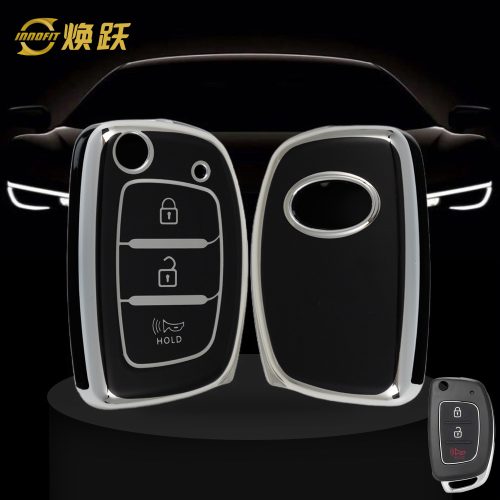 HYF4T1-Black-Silver Plating- Car Key Cover For Hyundai