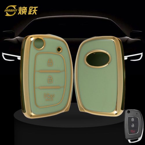 HYF4T1-Green-Gold Plating- Car Key Cover For Hyundai