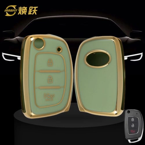 HYF4T1-Green-Gold Plating- Car Key Cover For Hyundai