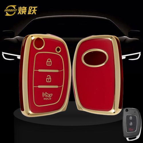 HYF4T1-Red-Gold Plating- Car Key Cover For Hyundai