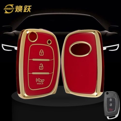HYF4T1-Red-Gold Plating- Car Key Cover For Hyundai