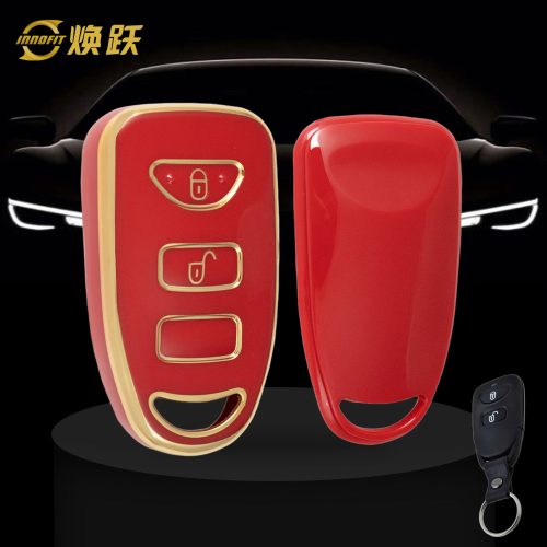 HYJ1T1-Red-Gold Plating- Car Key Cover For Hyundai Kia