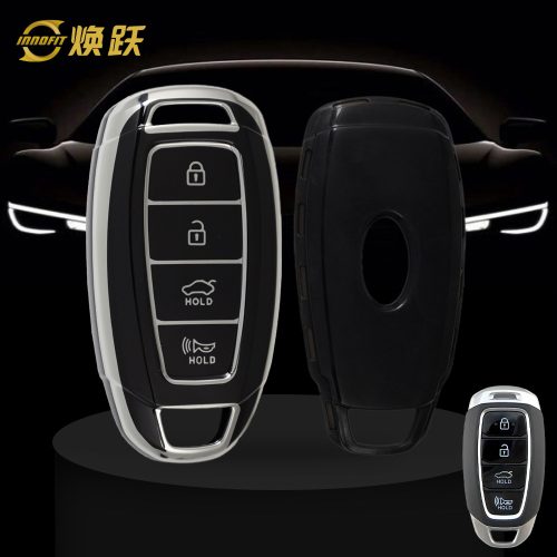 HYS1T1-Black-Silver Plating- Car Key Cover For Hyundai