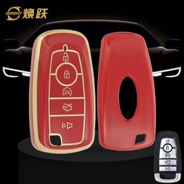 FOB4T1-Red-Gold Plating- Car Key Cover For Ford