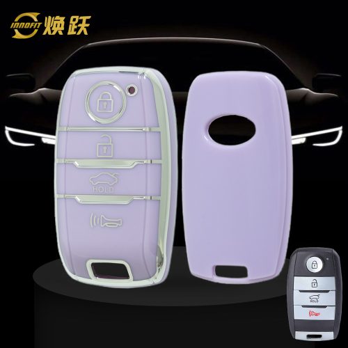 KIC1T1-Purple-Silver Plating- Car Key Cover For Kia