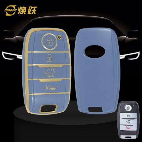KIC1T1-Light Blue-Gold Plating- Car Key Cover For Kia