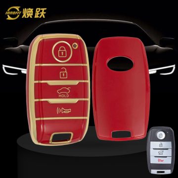 KIC1T1-Red-Gold Plating- Car Key Cover For Kia