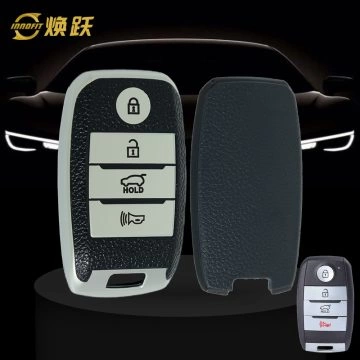 KIC1T1-Black Leather Silver- Car Key Cover For Kia