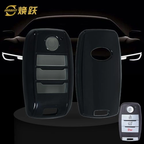 KIC1T1-White Transparent Button-Black Plating- Car Key Cover For Kia