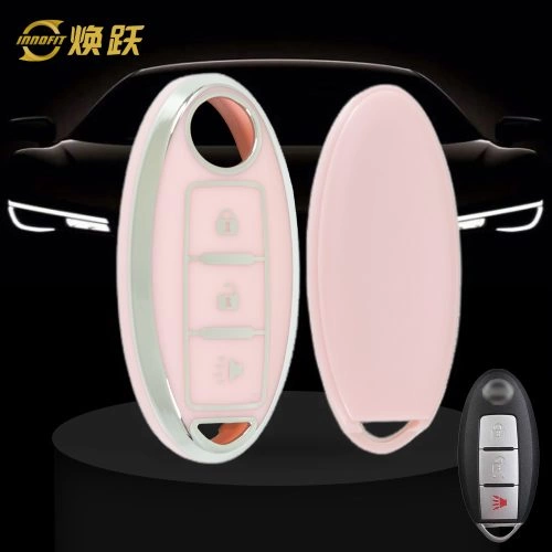 NIB2T1-Pink-Silver Plating- Car Key Cover For Nissan Infiniti