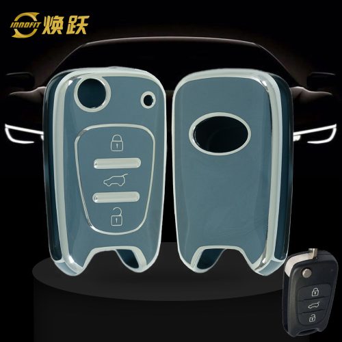 HYG2T1-Granny Grey-Silver Plating- Car Key Cover For Hyundai