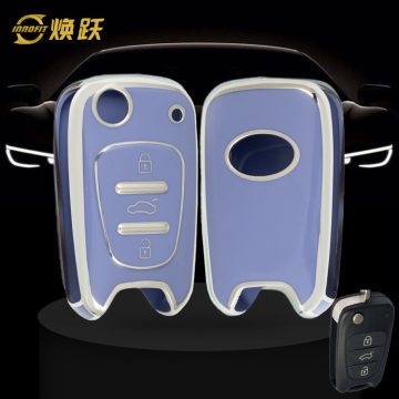 HYG2T1-Light Blue-Silver Plating- Car Key Cover For Hyundai
