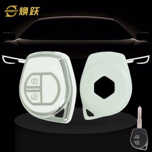 SUC1T1-White-Silver Plating- Car Key Cover For Suzuki Opel