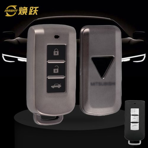 MIA1T1-Black-Metal Gray Plating- Car Key Cover For Mitsubishi