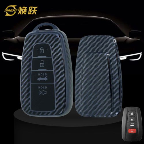 TOB4T1-Black Silver Carbon Fiber- Car Key Cover For Toyota