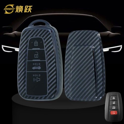 TOB4T1-Black Silver Carbon Fiber- Car Key Cover For Toyota