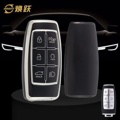 GNA2T1-Black-Silver Plating- Car Key Cover For GENESIS