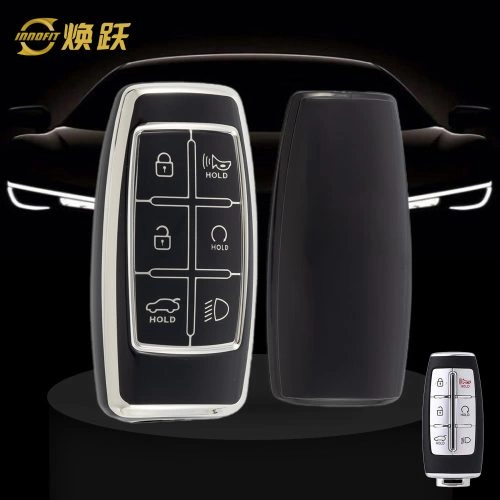 GNA2T1-Black-Silver Plating- Car Key Cover For GENESIS