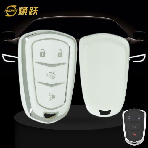 CAA6T1-White-Silver Plating- Car Key Cover For Cadillac