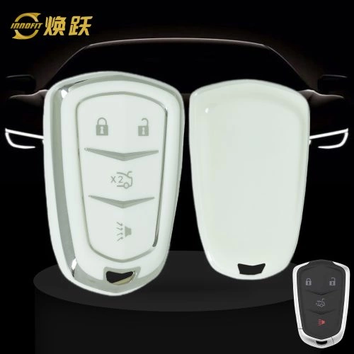 CAA6T1-White-Silver Plating- Car Key Cover For Cadillac