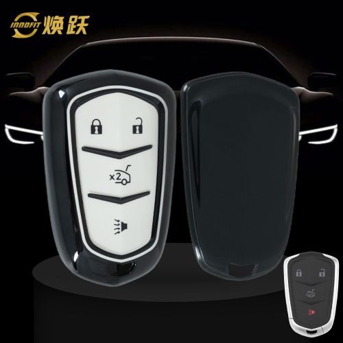 CAA6T1-White Glue Style-Black Plating- Car Key Cover For Cadillac