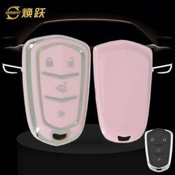CAA6T1-Pink-Silver Plating- Car Key Cover For Cadillac
