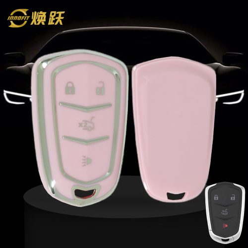 CAA6T1-Pink-Silver Plating- Car Key Cover For Cadillac