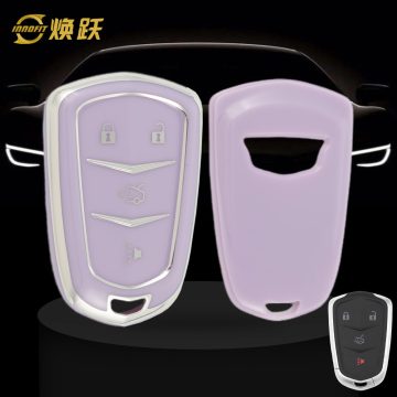 CAA6T1-Purple-Silver Plating- Car Key Cover For Cadillac