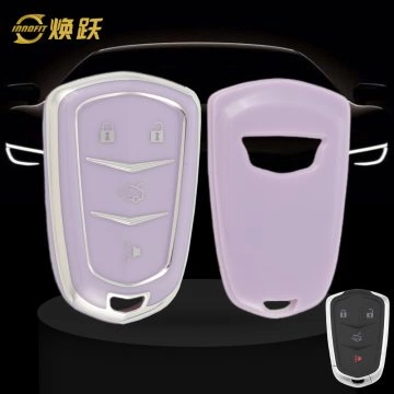 CAA6T1-Purple-Silver Plating- Car Key Cover For Cadillac
