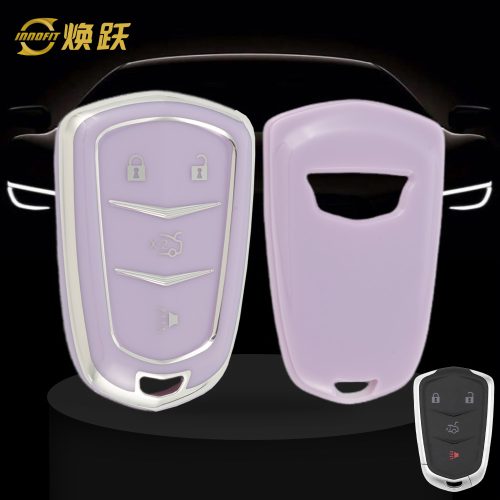 CAA6T1-Purple-Silver Plating- Car Key Cover For Cadillac