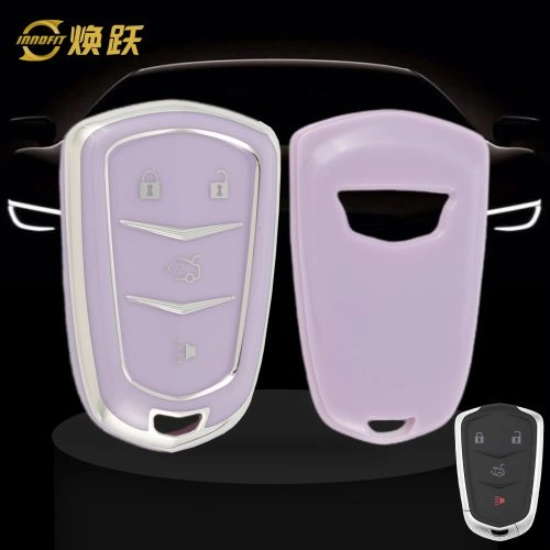 CAA6T1-Purple-Silver Plating- Car Key Cover For Cadillac